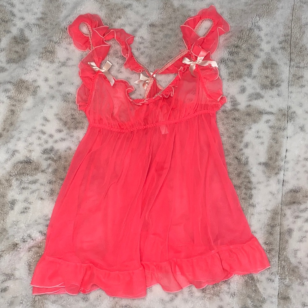 Hot pink sheer VS Babydoll set